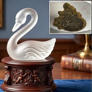 Fenton Swan Figurine Small White Frosted Satin Glass Art Handmade USA